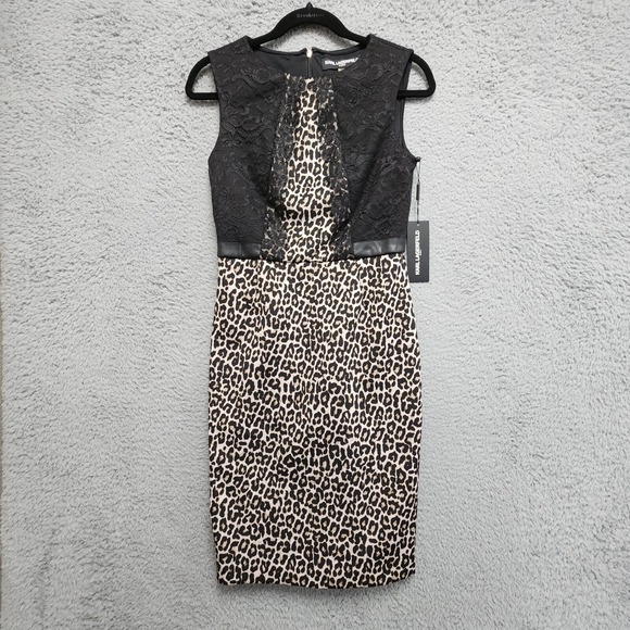 KARL LAGERFELD Paris‎ Sleeveless Leopard Print Dress Womens Size 2 NEW w/ Tag - Picture 2 of 15